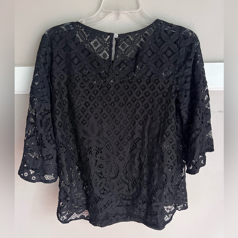 Ami Black Lace Blouse Size M - Picture 2 of 6